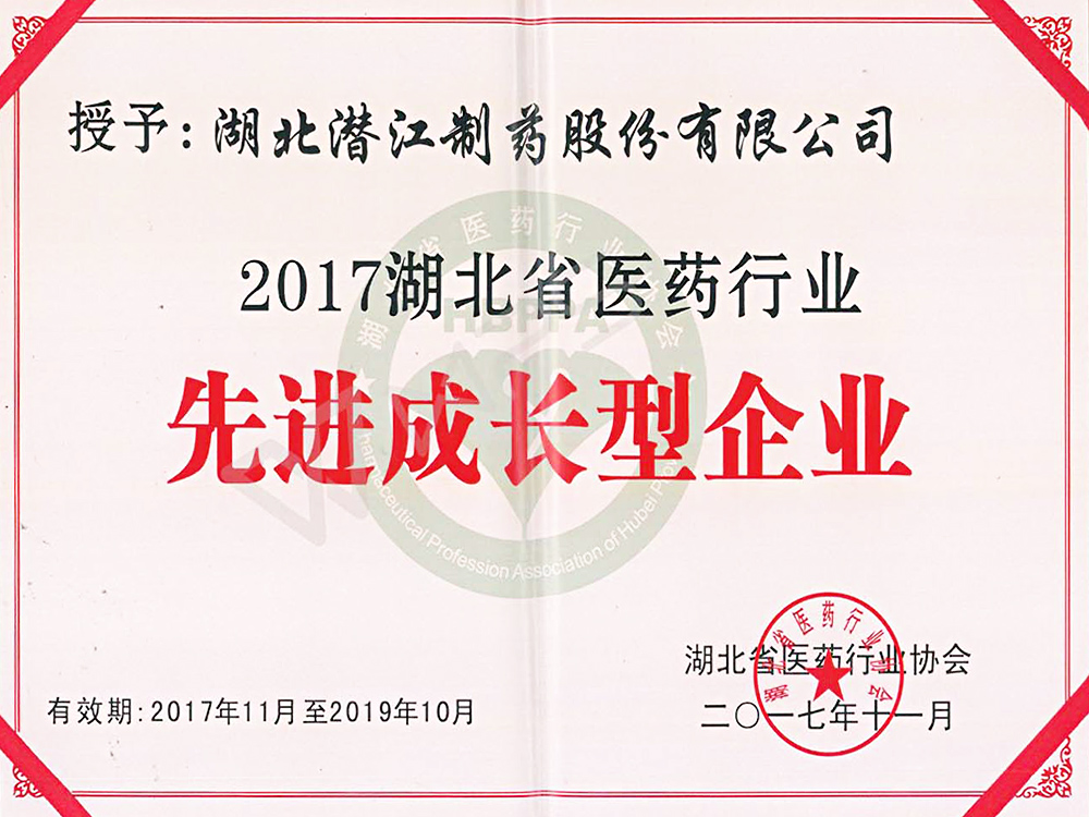 2017湖北省醫藥行業先進成長型企業